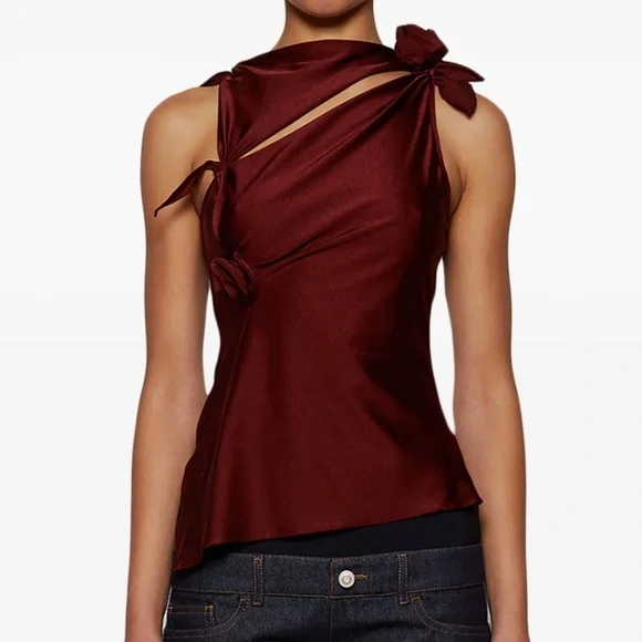 Coperni Flower Asymmetric Maroon Top XS - Picture 2 of 9